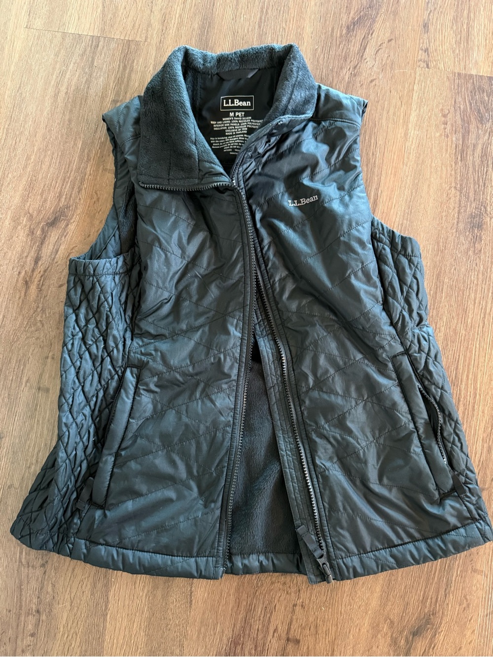 L.L. Bean Women's Black Quilted Fleece-Lined Vest